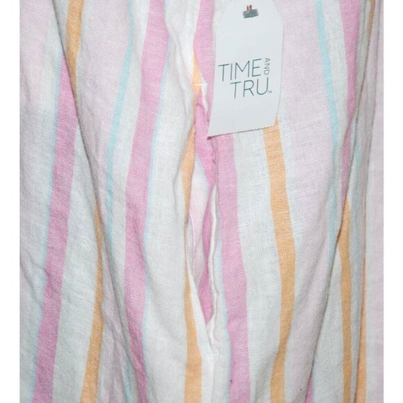 NWT Time And Tru Ladies Pink Striped Sheath Dress Size XXL Linen Blend Pockets S - Picture 8 of 14